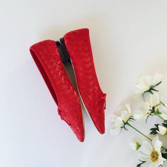 Loeffler Randall Landry Woven Ballet Flat Red Leather - Picture 7 of 11